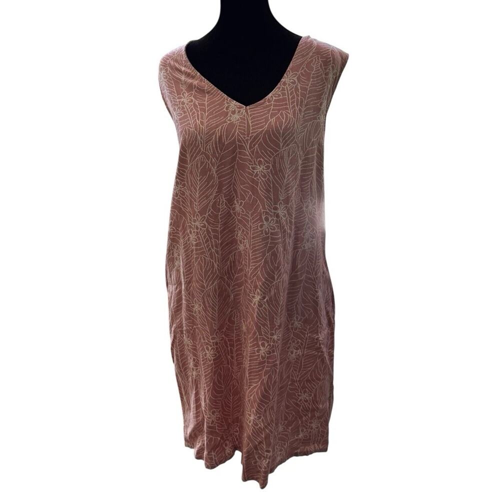 Orvis Linen Knee Length XL Pink Tropical Summer Sleeveless X Large Pockets NEW - Picture 2 of 10